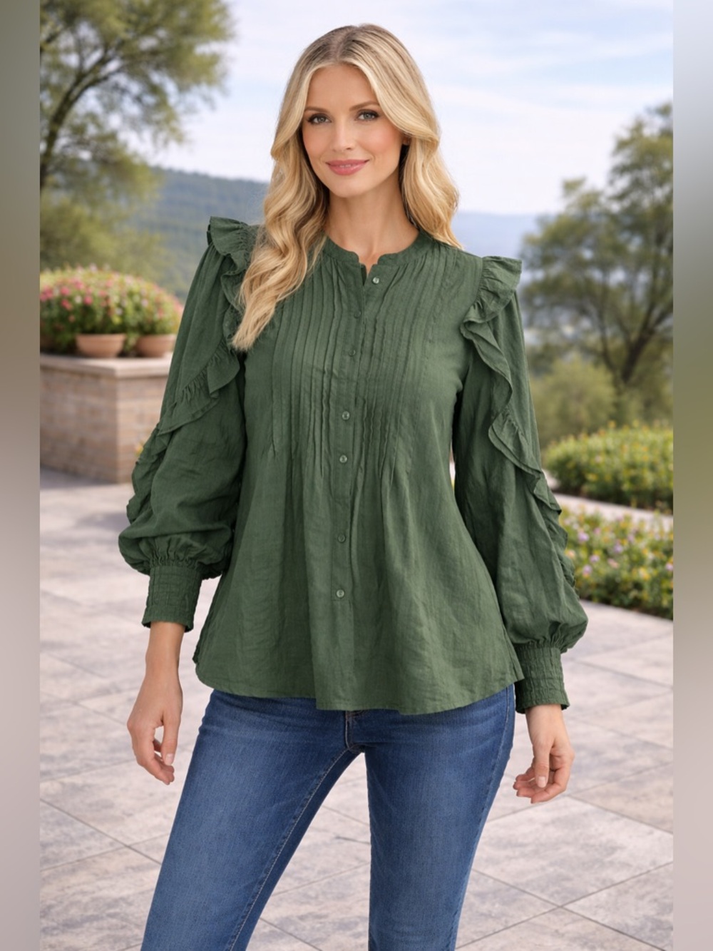 New Zadig & Voltaire Timmy Tomboy Ruffle Cotton Blend Blouse